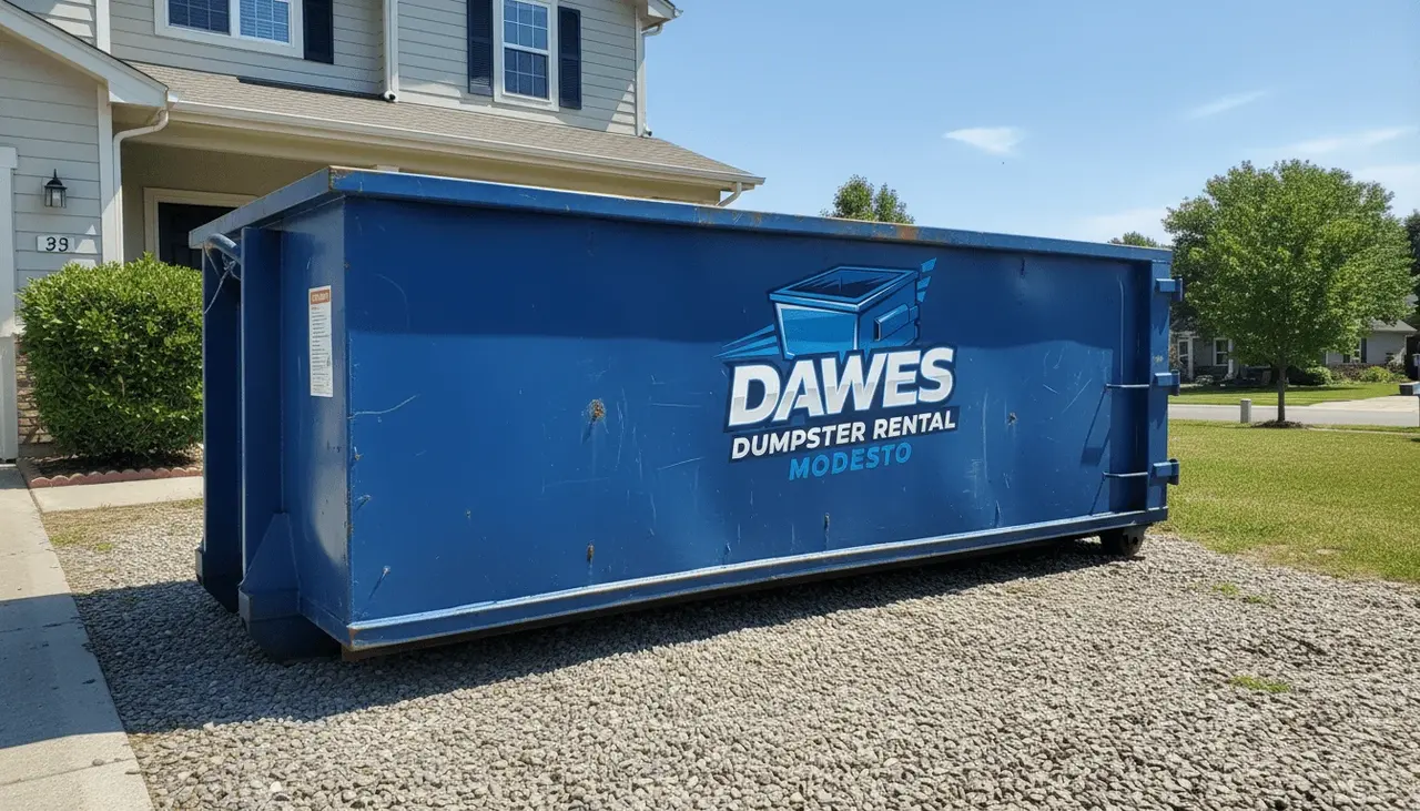 Roll-off dumpster delivered in Grayson, CA by Dawes Dumpster Rental