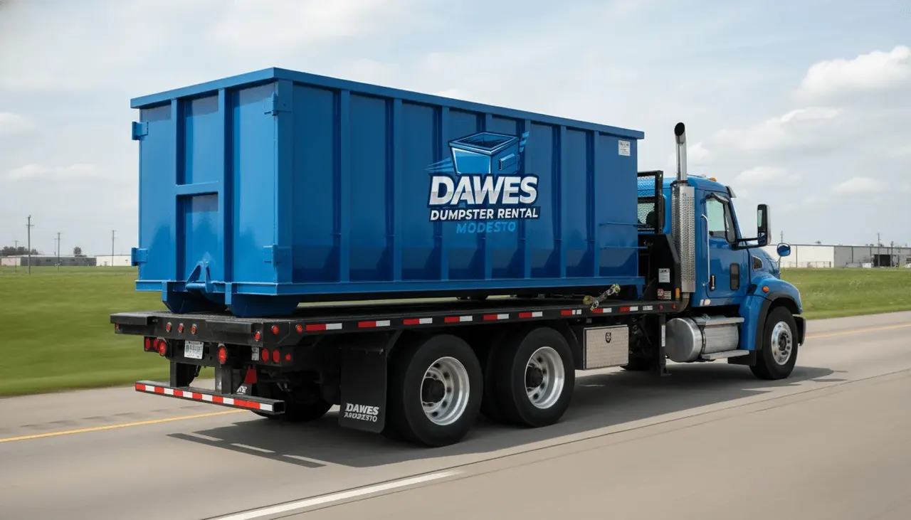 Roll-off dumpster delivered in Patterson, CA by Dawes Dumpster Rental